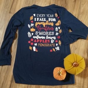 Longsleeve Fall Shirt Pumpkins Bonfires Monograms